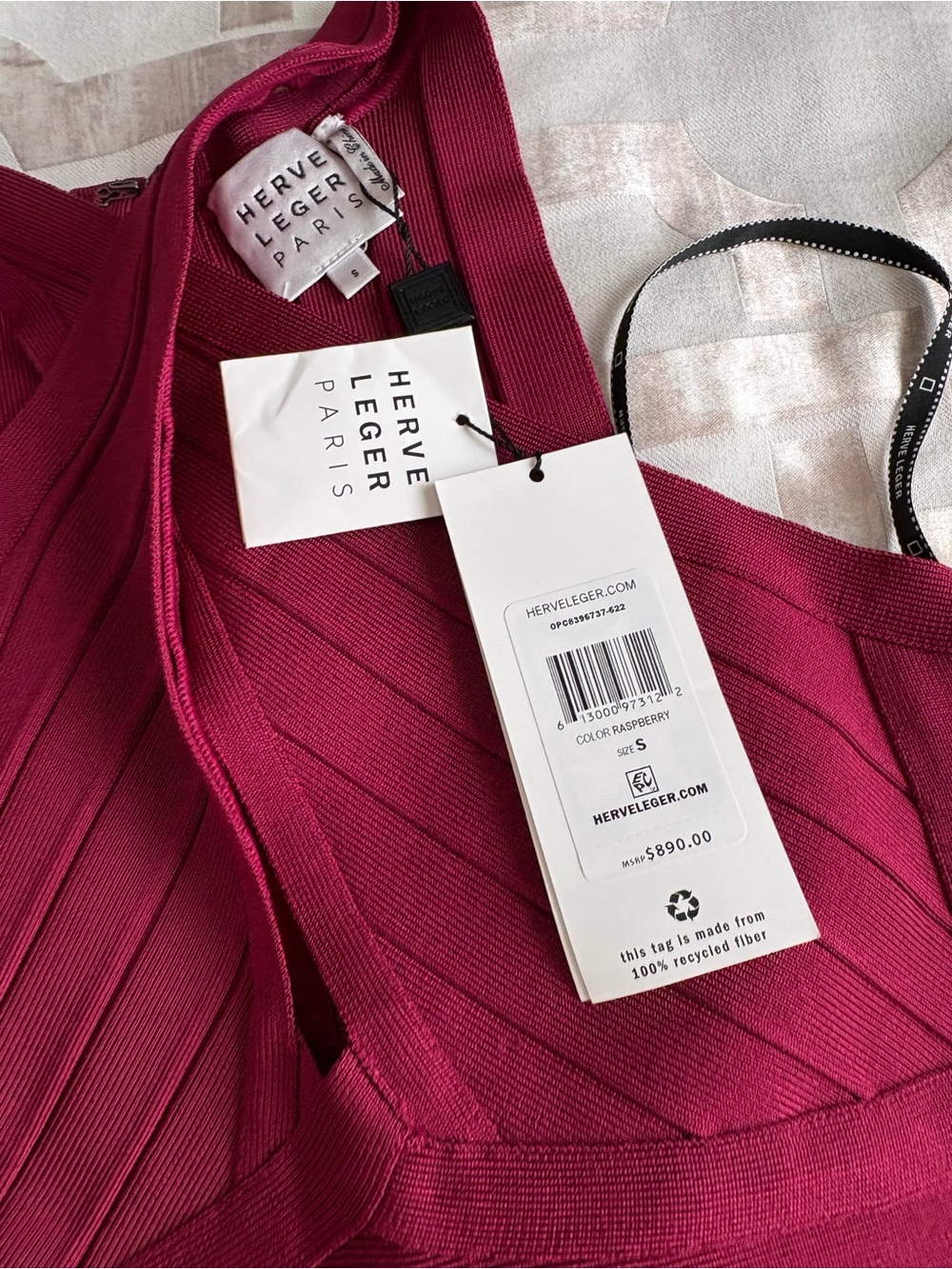 Herve Leger Deep Berry Bandage Mini Dress - Picture 2 of 7